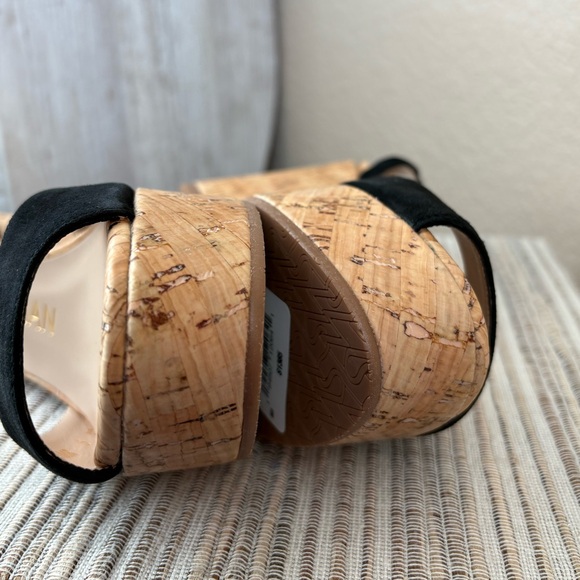 NEW Stuart Weitzman Black Suede Leather Cork Wedge Heels New with Dust/Box $425 - Picture 4 of 6